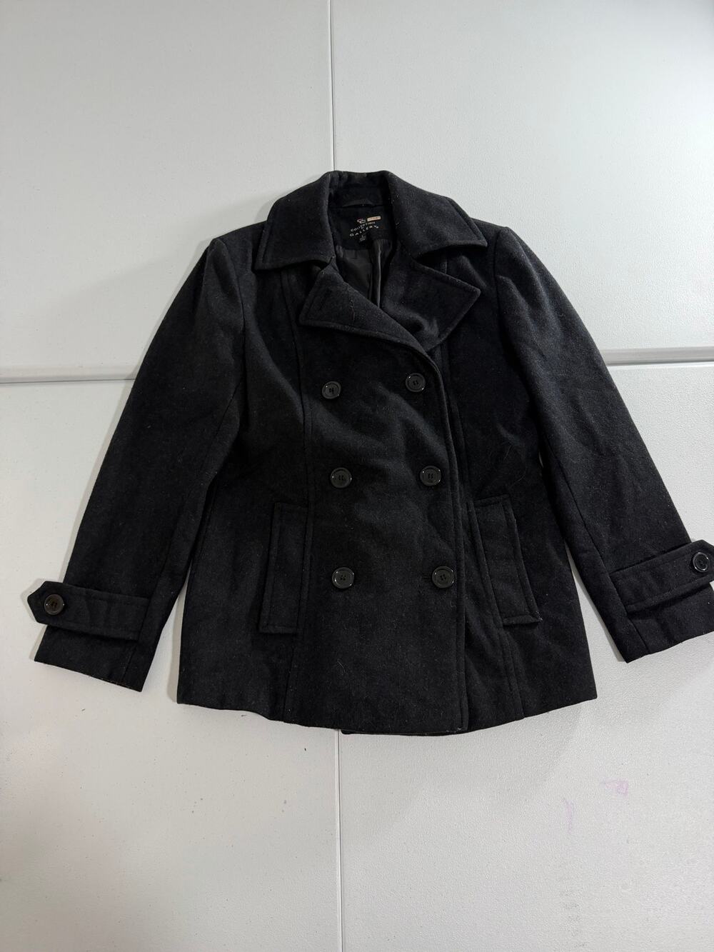Collection by Gallery Womens Peacoat Small Black Wool Blend Double Breasted
